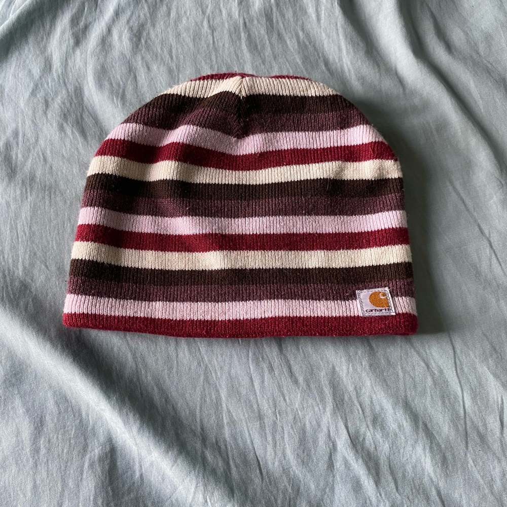 Carhartt pink and brown stripes One size fits all beanie